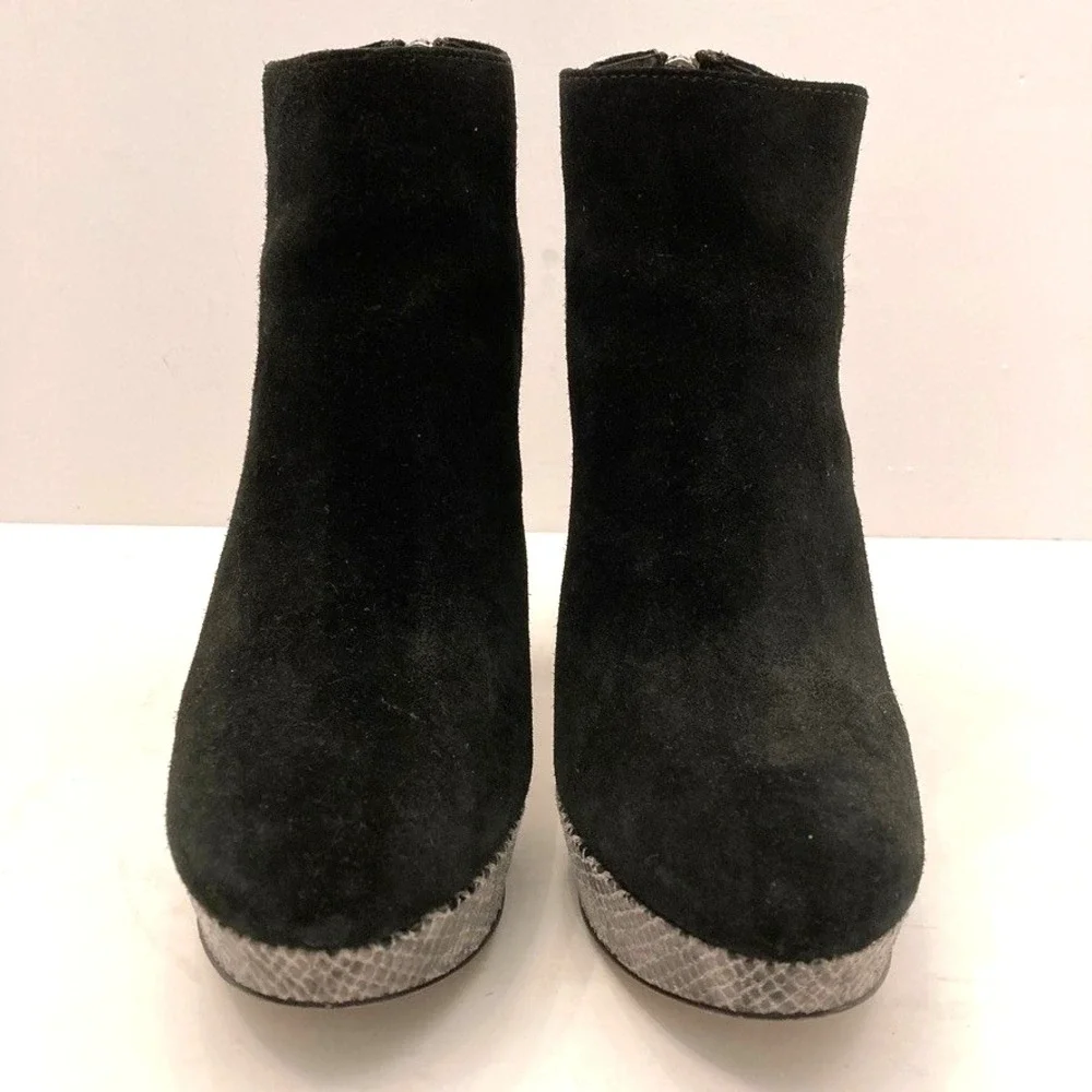 Michael‎ Kors Ankle Boots Womens 8M Black Suede Leather Platform Snakeskin Heels